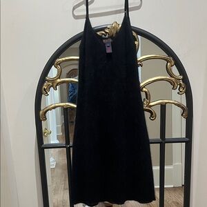 Ralph Lauren Black Angora  Sweater dress with adjustable velvet straps